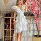 White Chiffon V-neck Waist Slim Skirt Homecoming Dress R5533
