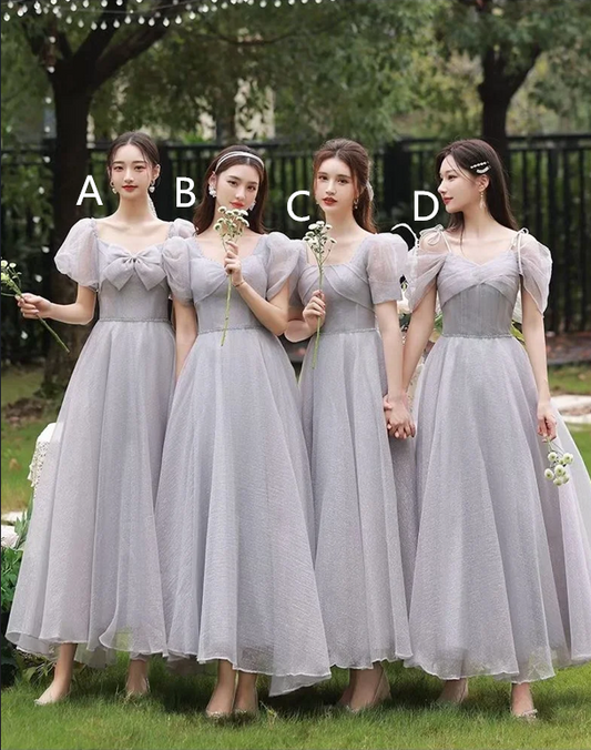 Gray purple slim waist elegant ball gown, bridesmaid dress R6003