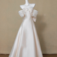 White one-shoulder slim waist A-line long bridal dress R5771