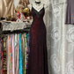 Dark red suspender lace trim waist slim sexy long skirt prom dress R6205