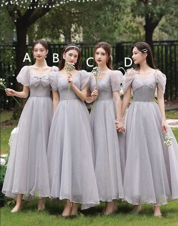 Gray purple slim waist elegant ball gown, bridesmaid dress R6003