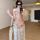 French oil painting style herringbone tube top 2025 lace patchwork skirt suit R1134