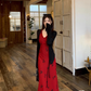 Fairy V-neck suspender dress French style slim high waist petite long skirt holiday style skirt R1758