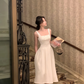 Elegant White Sleeveless Luxury Dress Women A-line Evening Wedding Party Dress        S5408