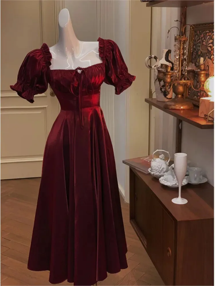 Women's Burgundy Evening Party Dress, Summer Elegant Romantic Prom A-line Graduation Dresses          S5444