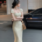Women Elegant New Fashion Evening Party Vestidos Vintage Bodycon Midi Dresses        S5403