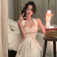 Women Sleeveless White Party Dress Elegant Prom Dress        S5418