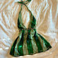 Green halter neck slim waist short skirt homecoming dress R2777