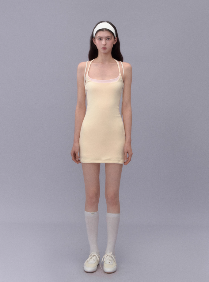 Hot girl solid color slim halter neck suspender dress summer hip-wrapped slim sexy short skirt R3329