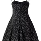 2025 Summer New Black Retro Floral A-line Waist Short Suspender Dress R0977