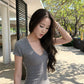 Casual Minimalist Ribbed Bodycon Mini Dress V-Neck Solid Color Knit R9189