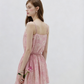 Pink Paisley Print Cami Dress Women With Lace Trim And Elastic Waist R9457