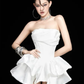 White tube top waist irregular temperament design short dress homecoming dress R4875