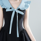 Black & Blue Dress, Women's Sleeveless Ruffle Collar with Bow A-Line Mini Dress R9340