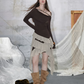 Retro Grunge Style Dress With Ruched Top, Layered Chiffon Skirt And Asymmetric Cutouts R9309