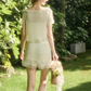 Boho White Lace Mini Dress with Tiered Ruffles, Sheer Layers and Tie-Front Design R9263