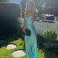 Green suspenders slim waist sexy long dress, prom dress R5418