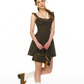 Brown Plaid Ruffle Strap Mini Dress Women Summer High Waist A Line Dress R9392