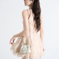 Soft Pastel Pink Halter Neck Lace Dress, Delicate Floral Applique Sleeveless Fit-and-Flare Cocktail Mini Dress R9328