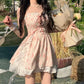 Romantic Floral Corset Cami Dress with Ruffled Skirt R9161
