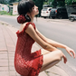 Burgundy Lace Off-Shoulder Mini Dress With Ruffle Trim And Bodycon Fit R9287