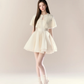 White halter cape waist slim A-line short skirt homecoming dress R5398