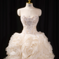 Light apricot strapless, fitted waist, full skirt, long ball gown, bridal dress R8914