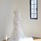 White strapless, fitted waist, long fishtail skirt, sexy ball gown, bridal dress R8511