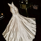 Light champagne-colored strapless, fitted, sexy long ball gown R6967