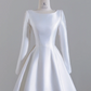 White satin fitted long ball gown, elegant wedding dress R8248