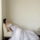 Light purple strapless, waist‑cinching, slim‑fit, bodycon sexy long ball gown, bridal dress R7993