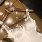 White diamond suspenders slim waist elegant A-line long skirt short skirt homecoming dress R4226