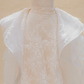 White lace halterneck sleeveless waist slim hip maxi bridal dress R5735