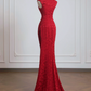 Red Chinese-style collared sleeveless fitted waist long ball gown R8228