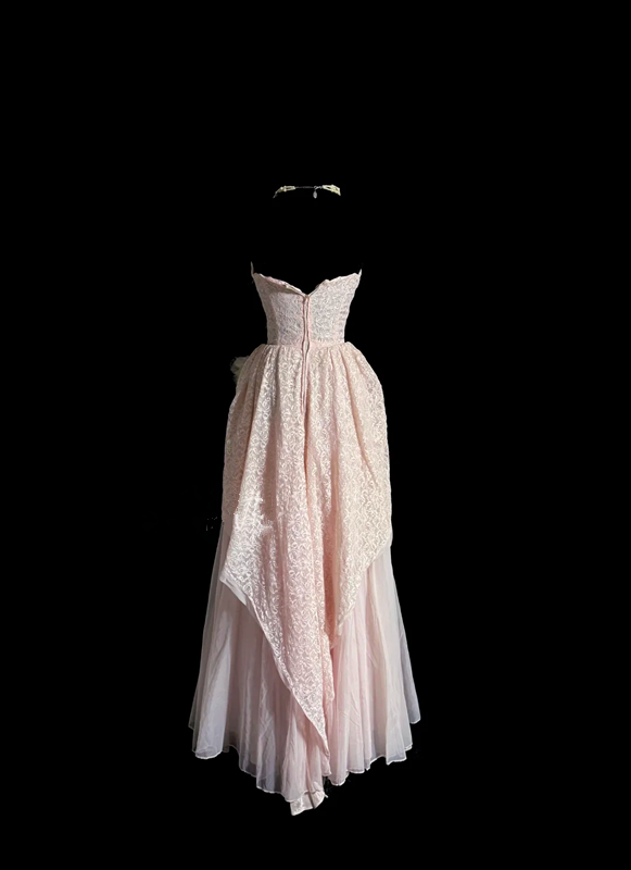 Light pink strapless fitted waist elegant long ball gown R6648
