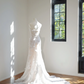 Off-white strapless fitted waist bodycon long ball gown, bridal dress R8453