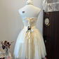 White tube top waist tulle skirt short skirt homecoming dress R4266
