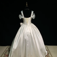 Light champagne-colored halter-neck, fitted waist, full skirt, long ball gown R8671