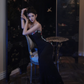 Black Strapless Ruched-Waist Bodycon Mermaid Prom Dress R7087