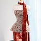 Retro strapless fitted long ball gown, bridal dress R9004