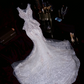 White tank top with beaded lace-up fitted long ball gown R6887