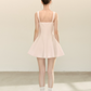 Pink Cami Dress with Front Bow, Square Neck and Back Zipper R9221