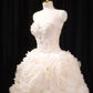 Light apricot strapless, fitted waist, full skirt, long ball gown, bridal dress R8914