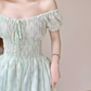Light blue short-sleeved slim-waist A-line skirt R5031
