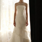 White strapless fitted long ball gown R6728