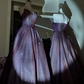 Purple sequined strapless dress with a fitted waist and a full skirt, a ball gown R6408