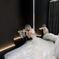 White lace elegant halter neck slim waist long dress bridal gown R6049