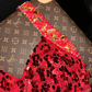 Red halter-neck sequined fitted long ball gown R7007