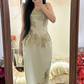 Light mint green halter-neck fitted bodycon sexy prom dress R7754