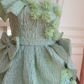 Green asymmetrical suspenders waist slim fit puffy princess skirt homecoming dress R5037